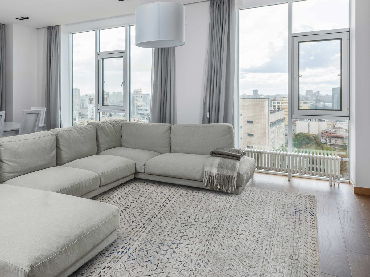 Buy Carpets in Delhi – Premium handmade modern area rug in a luxury contemporary living room