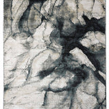 Abstract painting with swirling patterns of dark gray and light beige. The textured design resembles a marble surface, creating a calm, elegant tone.