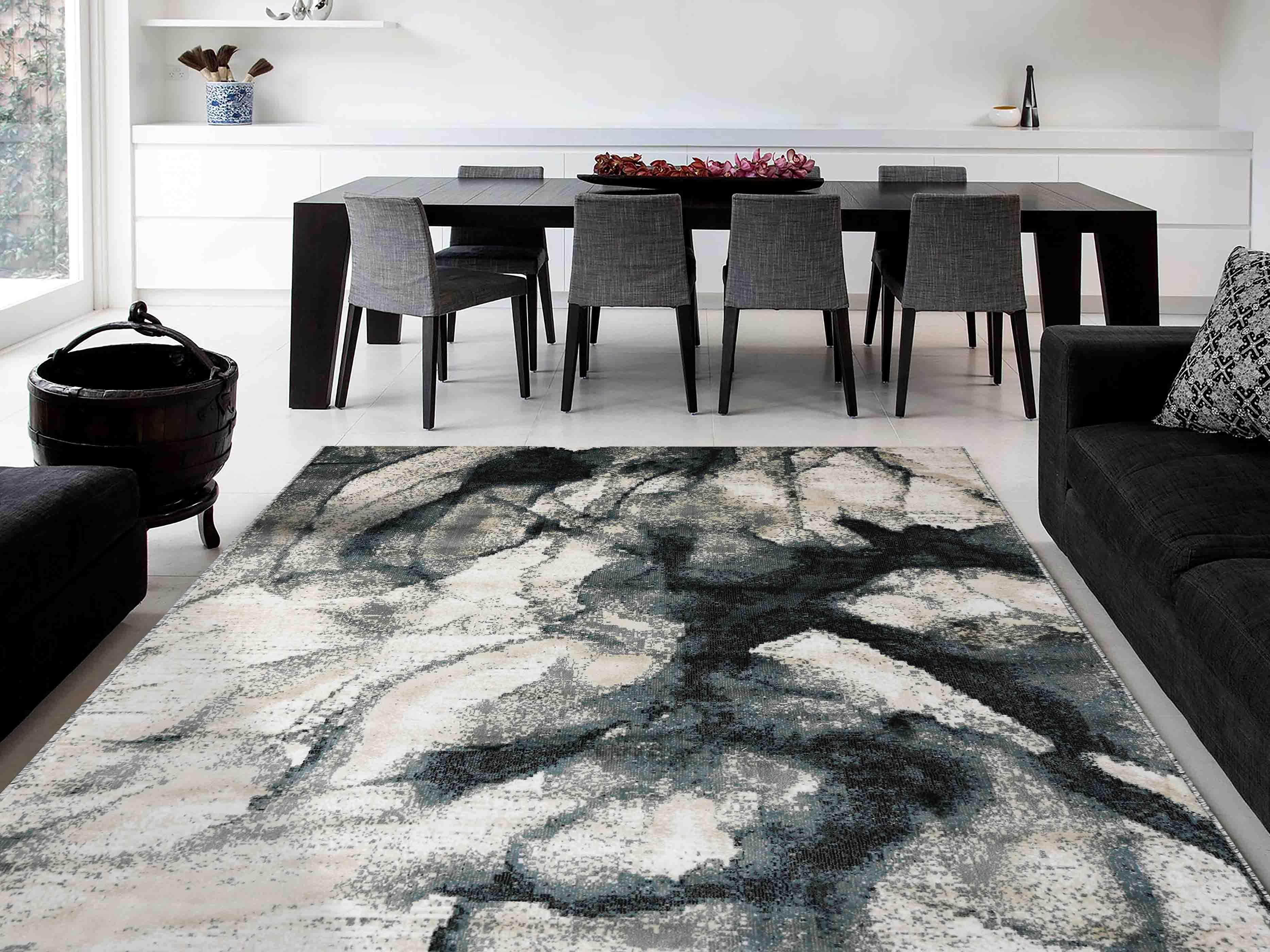 MN-001 | FT 2' X 5' | FT 3' X 5' | FT 4' X 6' | FT 5' X 7' | FT 6' X 9' | MODERN RUGS | COBALT/WALNUT - Luxurify