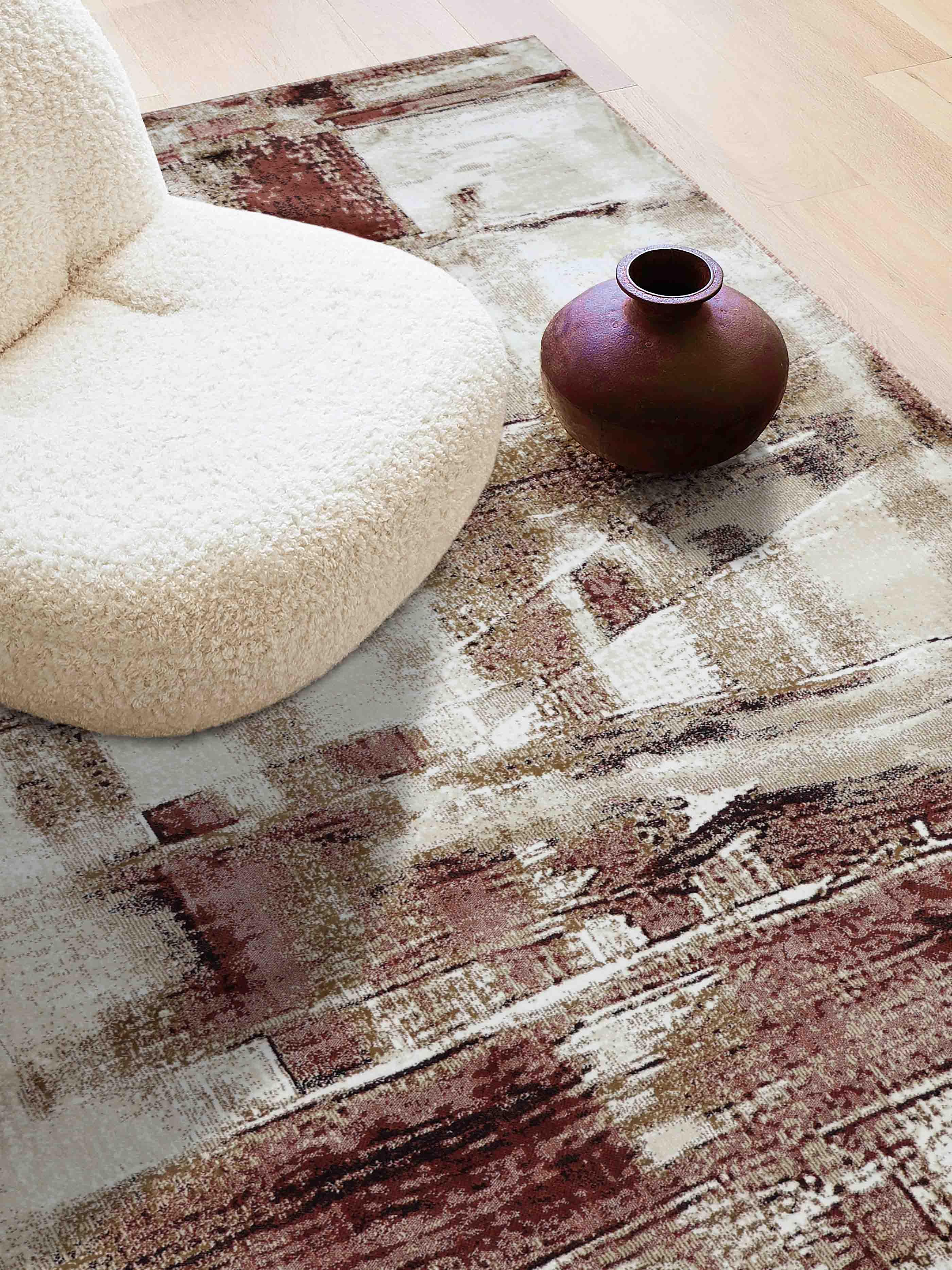 MN-005 | FT 2' X 5' | FT 3' X 5' | FT 4' X 6' | FT 5' X 7' | FT 6' X 9' | MODERN RUGS | AUBURN/RUST - Luxurify