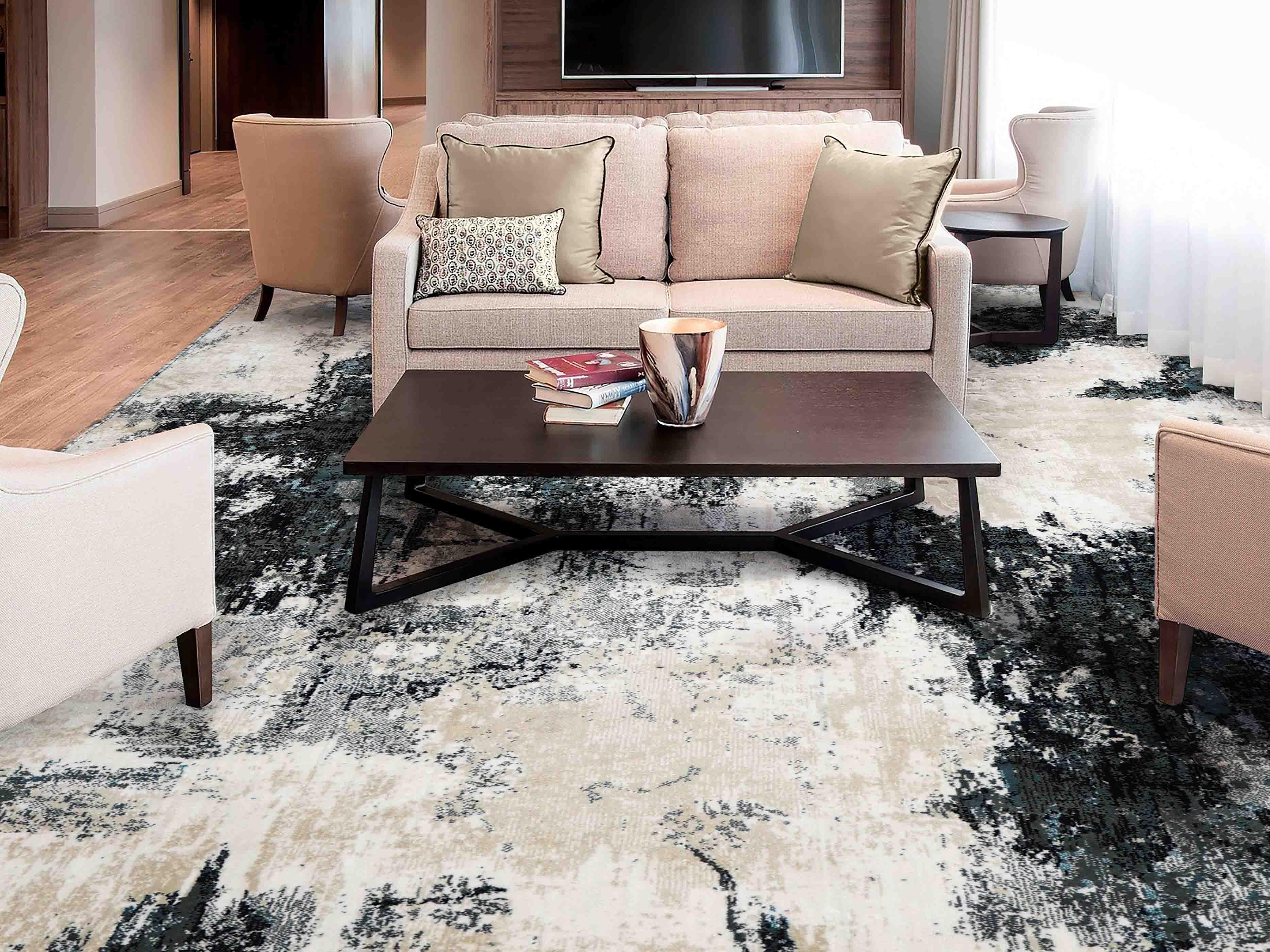 MN-007 | FT 2' X 5' | FT 3' X 5' | FT 4' X 6' | FT 5' X 7' | FT 6' X 9' | MODERN RUGS | AZURE/GREY - Luxurify