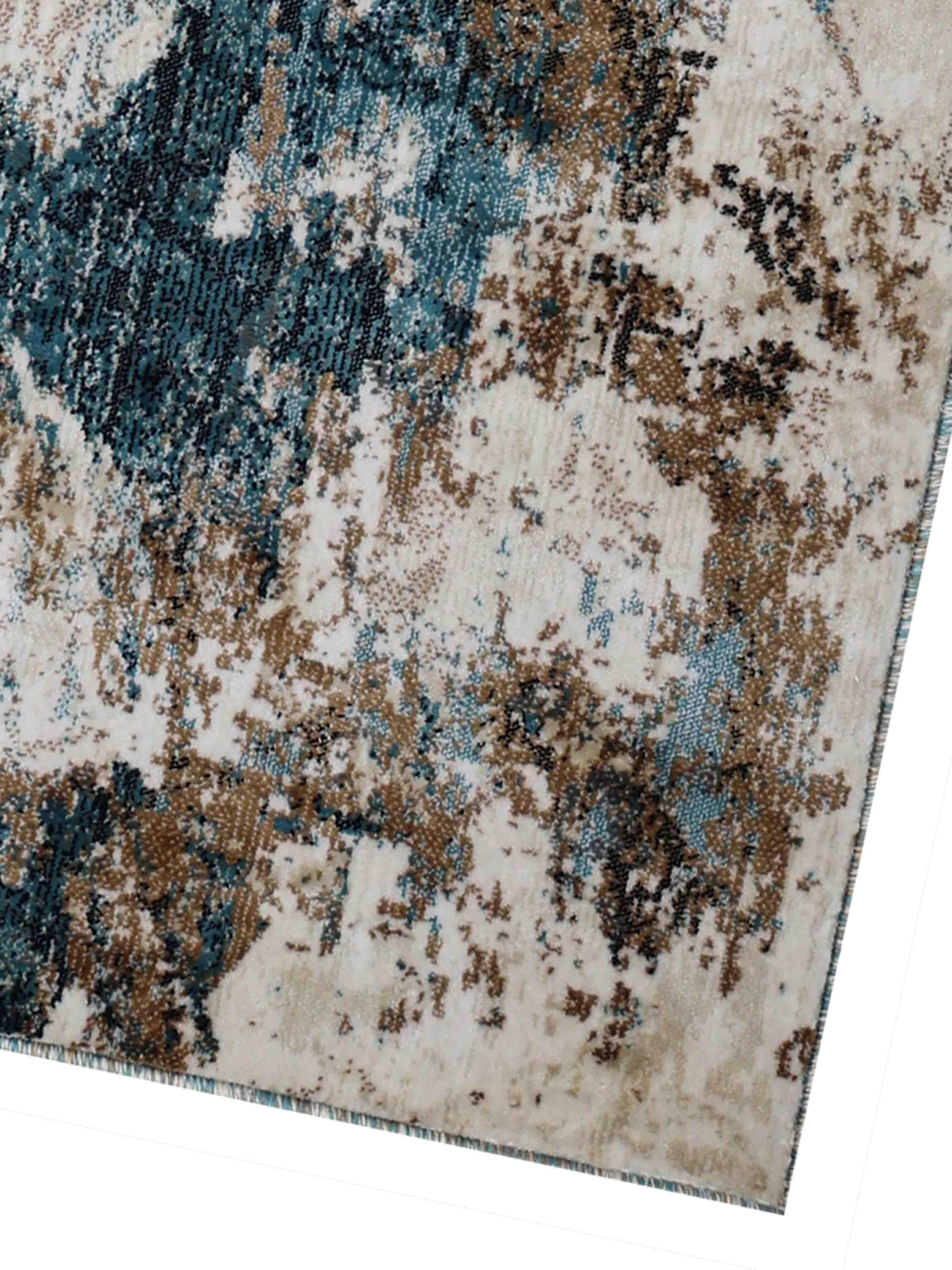 MN-007 | FT 2' X 5' | FT 3' X 5' | FT 4' X 6' | FT 5' X 7' | FT 6' X 9' | MODERN RUGS | CERULEAN/RUST - Luxurify