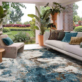 MN-007 | FT 2' X 5' | FT 3' X 5' | FT 4' X 6' | FT 5' X 7' | FT 6' X 9' | MODERN RUGS | CERULEAN/RUST - Luxurify