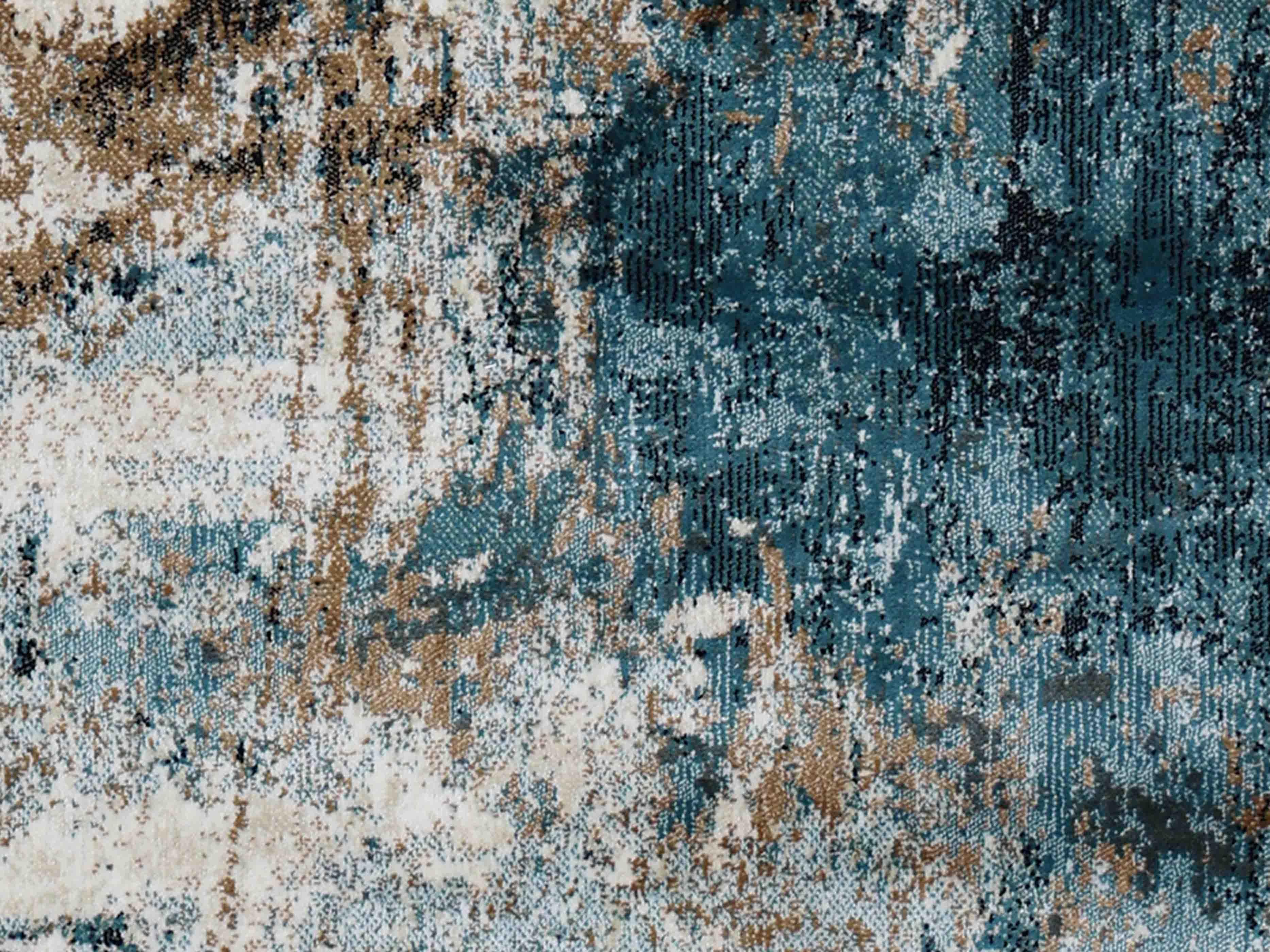 MN-007 | FT 2' X 5' | FT 3' X 5' | FT 4' X 6' | FT 5' X 7' | FT 6' X 9' | MODERN RUGS | CERULEAN/RUST - Luxurify
