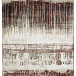 Abstract modern rug design with vertical and horizontal streaks. Rich earthy tones of brown and beige create a textured, layered effect.