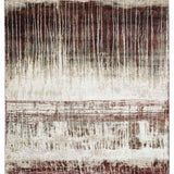 Abstract modern rug design with vertical and horizontal streaks. Rich earthy tones of brown and beige create a textured, layered effect.