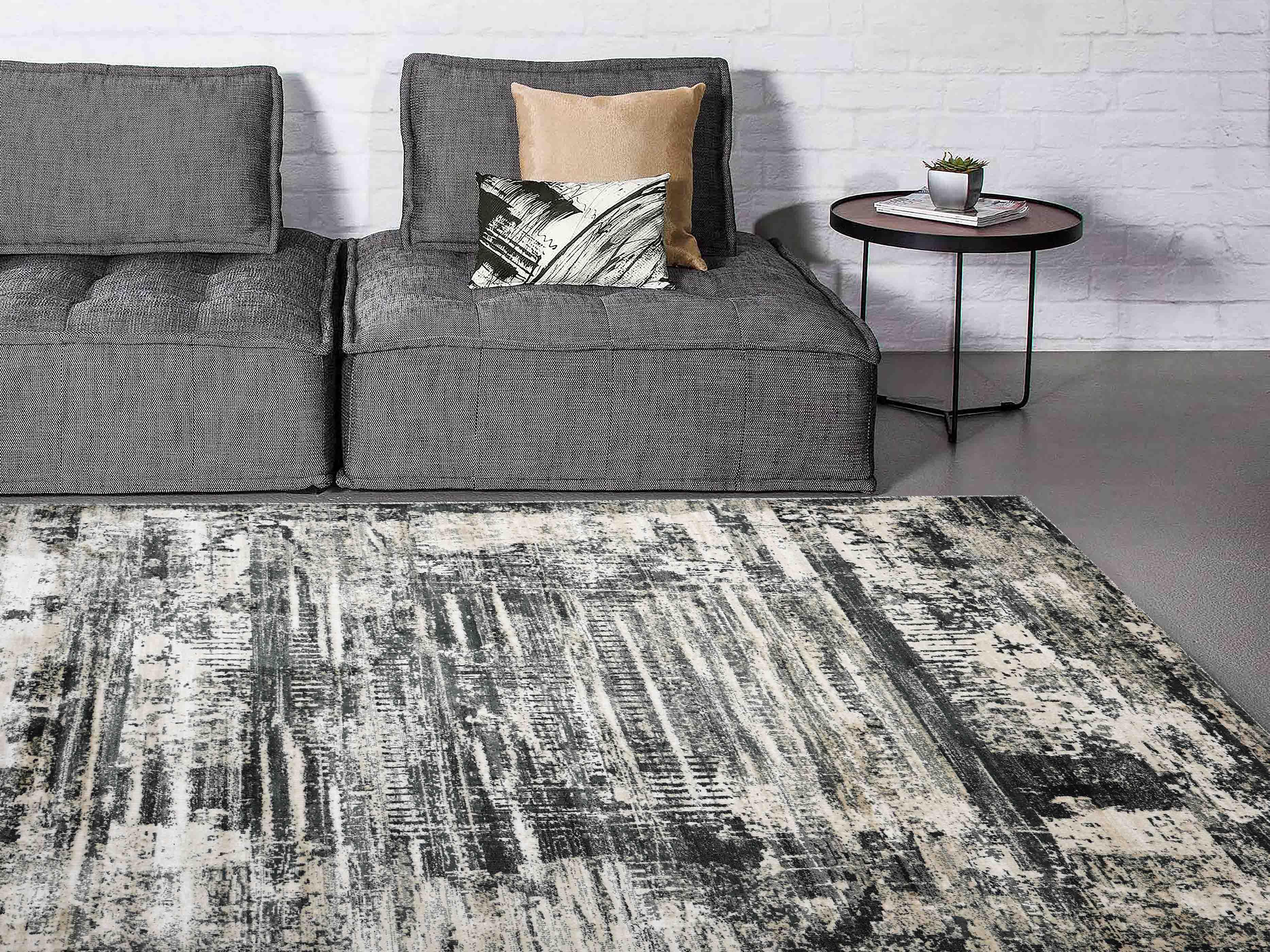 MN-008 | FT 2' X 5' | FT 3' X 5' | FT 4' X 6' | FT 5' X 7' | FT 6' X 9' | MODERN RUGS | SHADOW/GREY - Luxurify