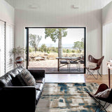 MN-005 | FT 2' X 5' | FT 3' X 5' | FT 4' X 6' | FT 5' X 7' | FT 6' X 9' | MODERN RUGS | CERULEAN/RUST - Luxurify