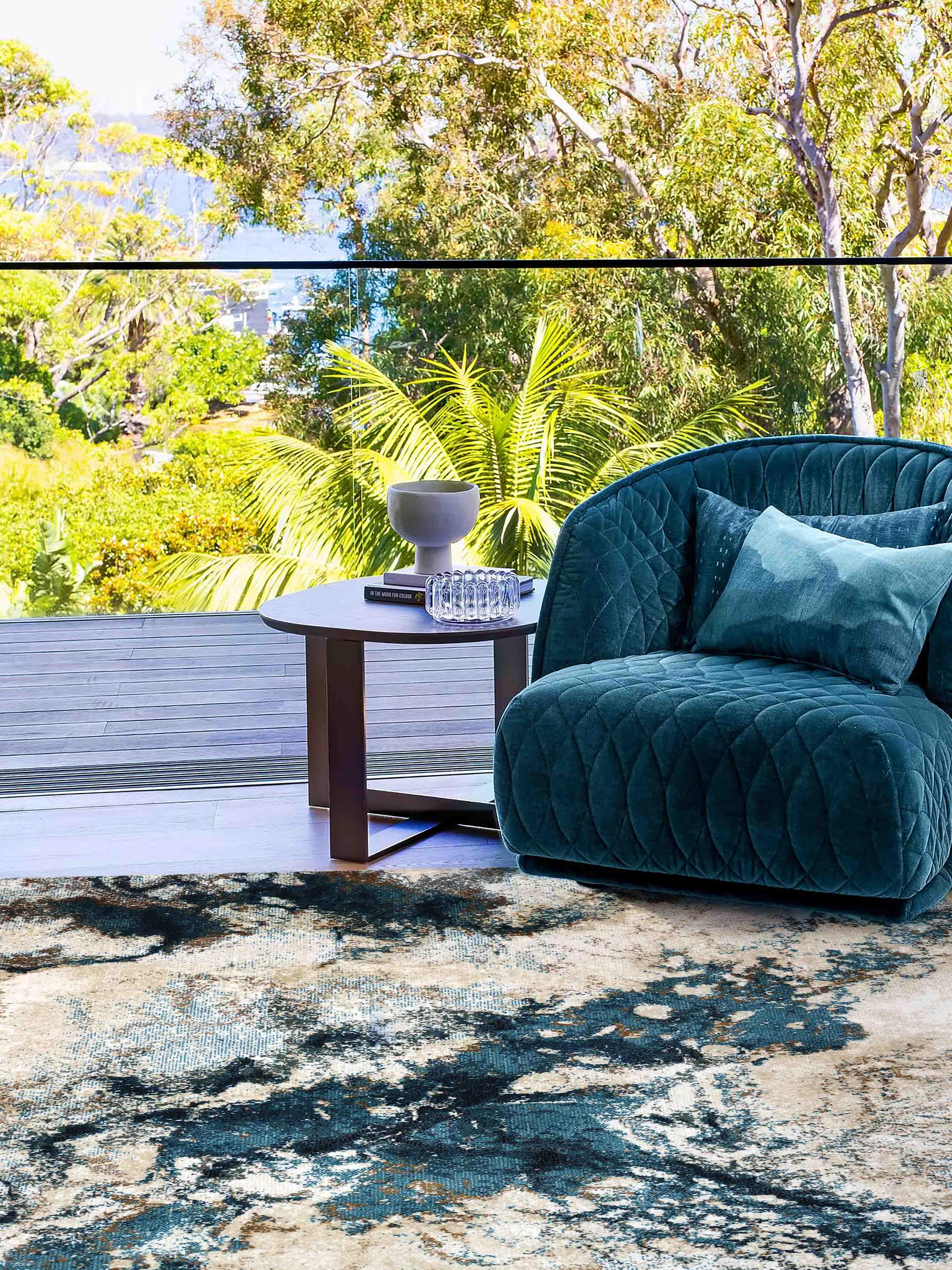 MN-002 | FT 2' X 5' | FT 3' X 5' | FT 4' X 6' | FT 5' X 7' | FT 6' X 9' | MODERN RUGS | CERULEAN/WALNUT - Luxurify