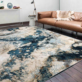 MN-002 | FT 2' X 5' | FT 3' X 5' | FT 4' X 6' | FT 5' X 7' | FT 6' X 9' | MODERN RUGS | CERULEAN/WALNUT - Luxurify