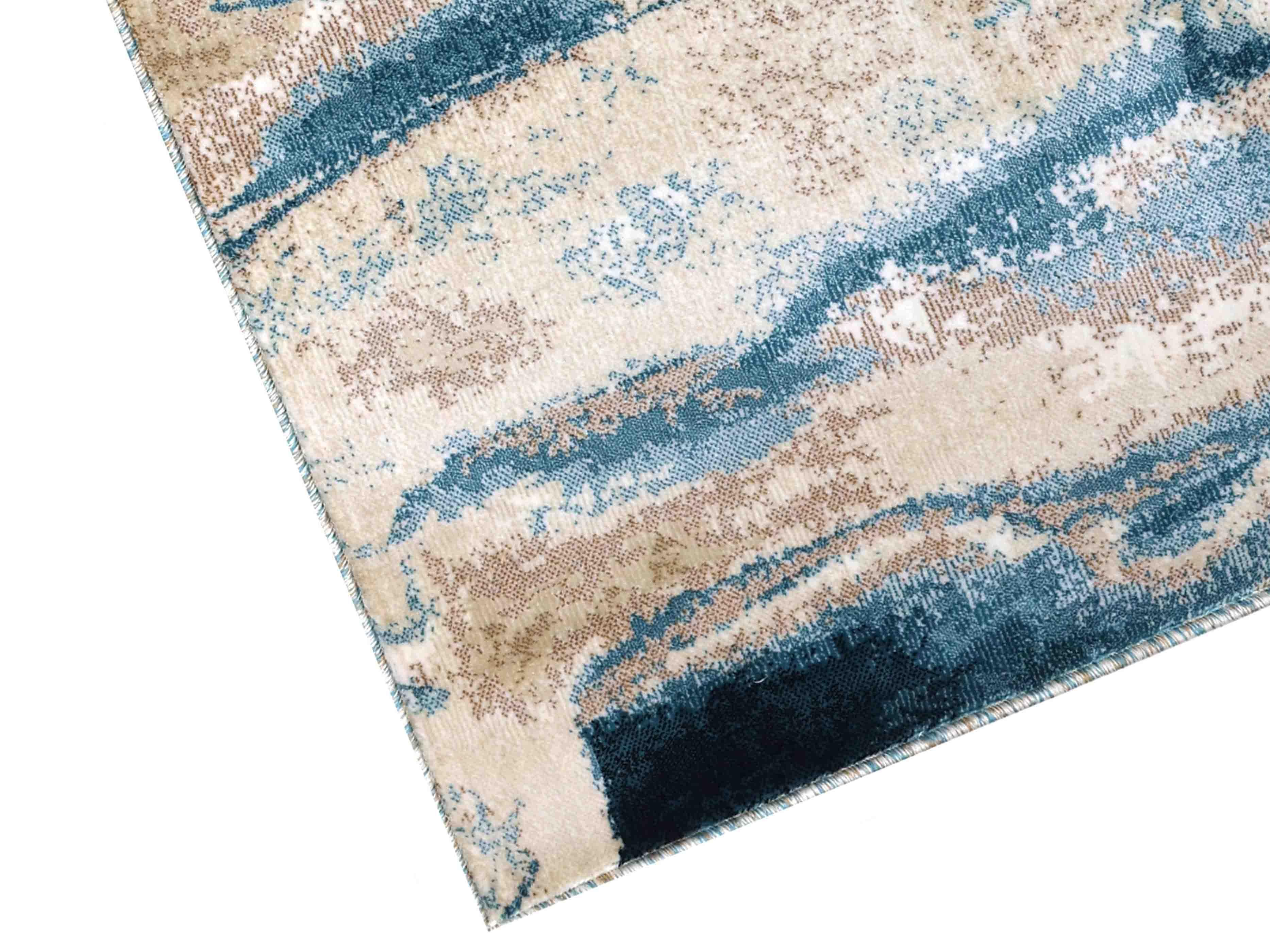 MN-003 | FT 2' X 5' | FT 3' X 5' | FT 4' X 6' | FT 5' X 7' | FT 6' X 9' | MODERN RUGS | ELECTRIC BLUE/RUST - Luxurify