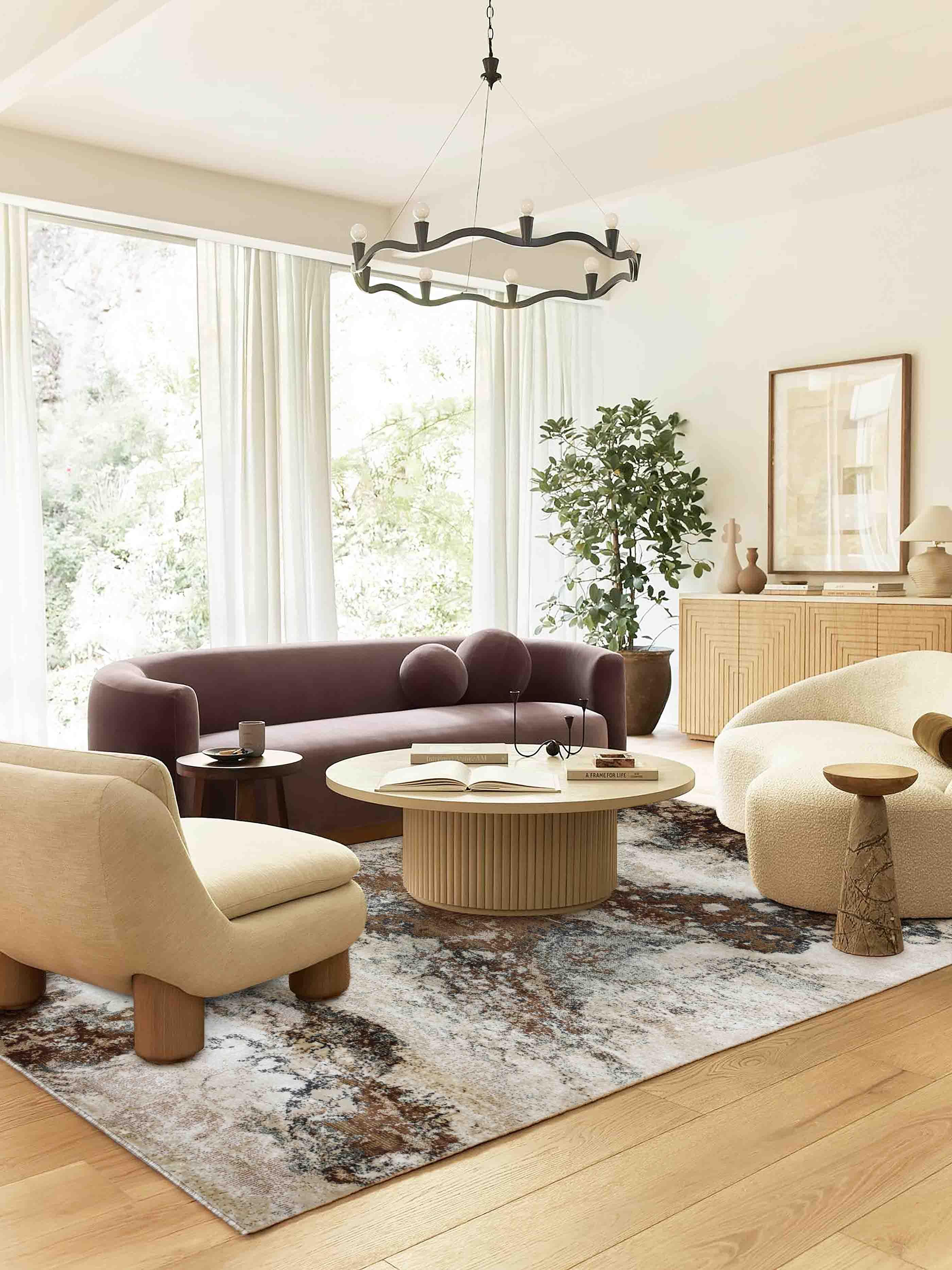 MN-002 | FT 2' X 5' | FT 3' X 5' | FT 4' X 6' | FT 5' X 7' | FT 6' X 9' | MODERN RUGS | WALNUT/RUST - Luxurify