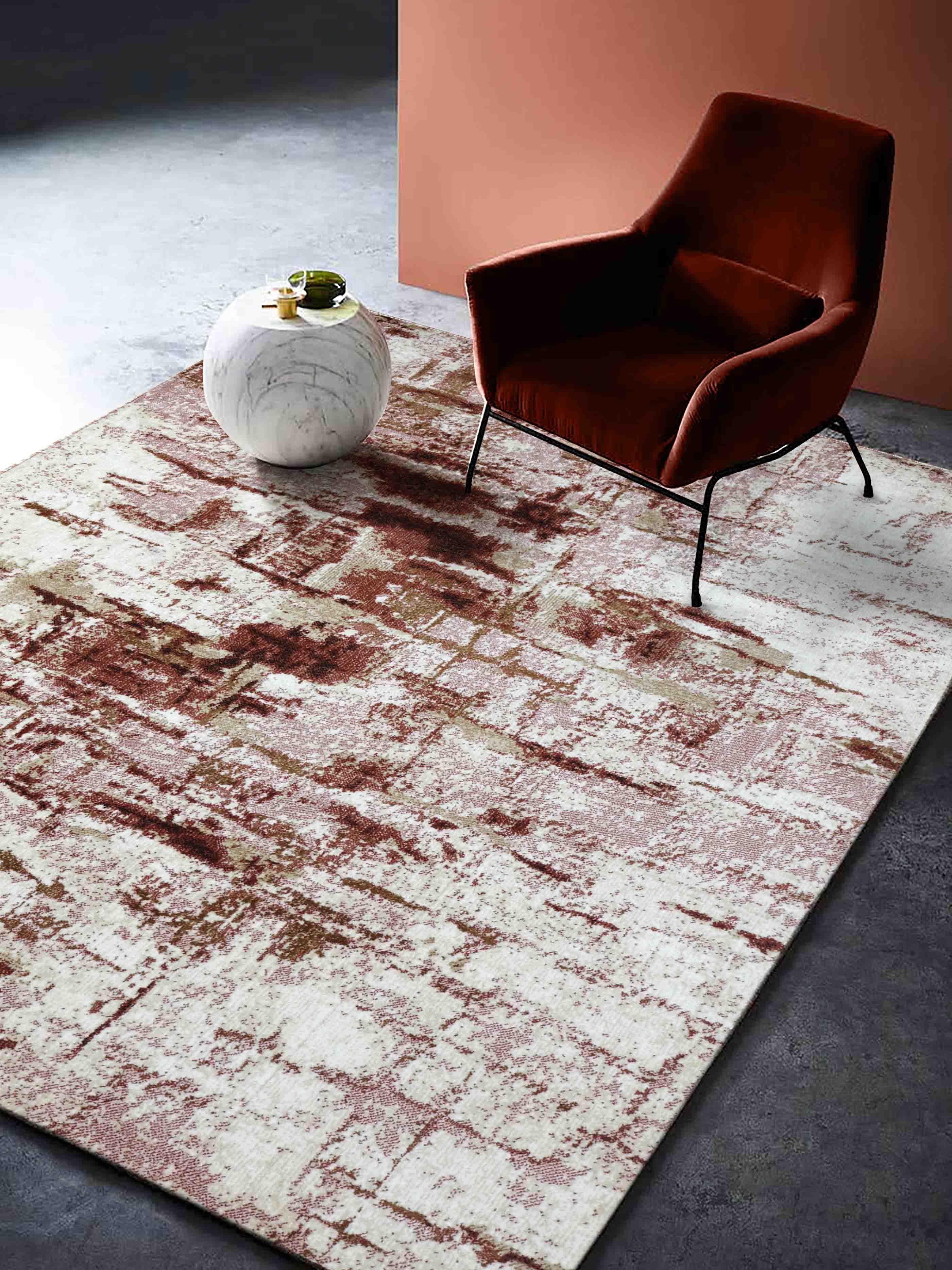 MN-004 | FT 2' X 5' | FT 3' X 5' | FT 4' X 6' | FT 5' X 7' | FT 6' X 9' | MODERN RUGS | ROSE/RUST - Luxurify