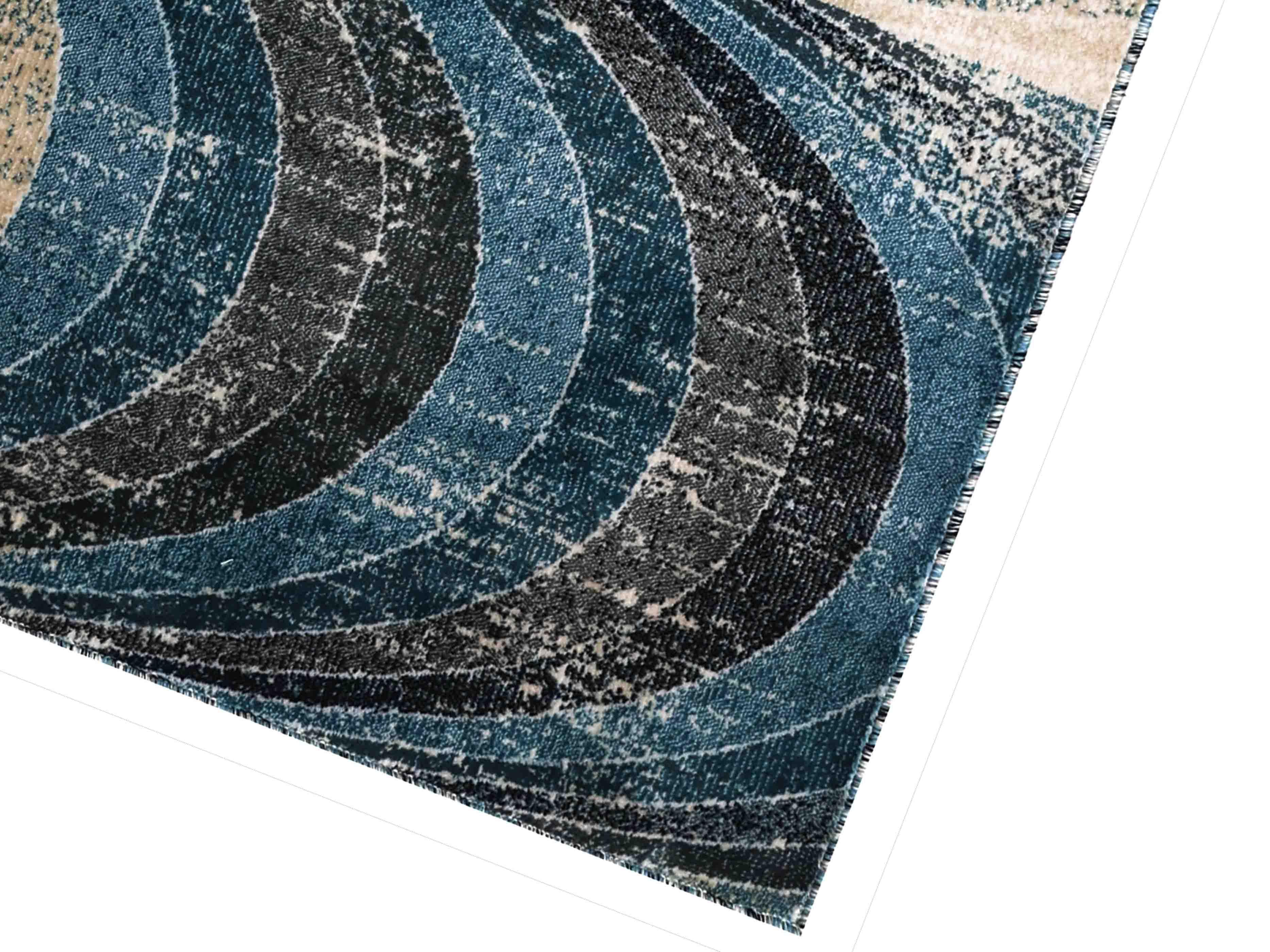 MN-009 | FT 2' X 5' | FT 3' X 5' | FT 4' X 6' | FT 5' X 7' | FT 6' X 9' | MODERN RUGS | ELECTRIC BLUE/WALNUT - Luxurify