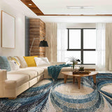 MN-009 | FT 2' X 5' | FT 3' X 5' | FT 4' X 6' | FT 5' X 7' | FT 6' X 9' | MODERN RUGS | ELECTRIC BLUE/WALNUT - Luxurify