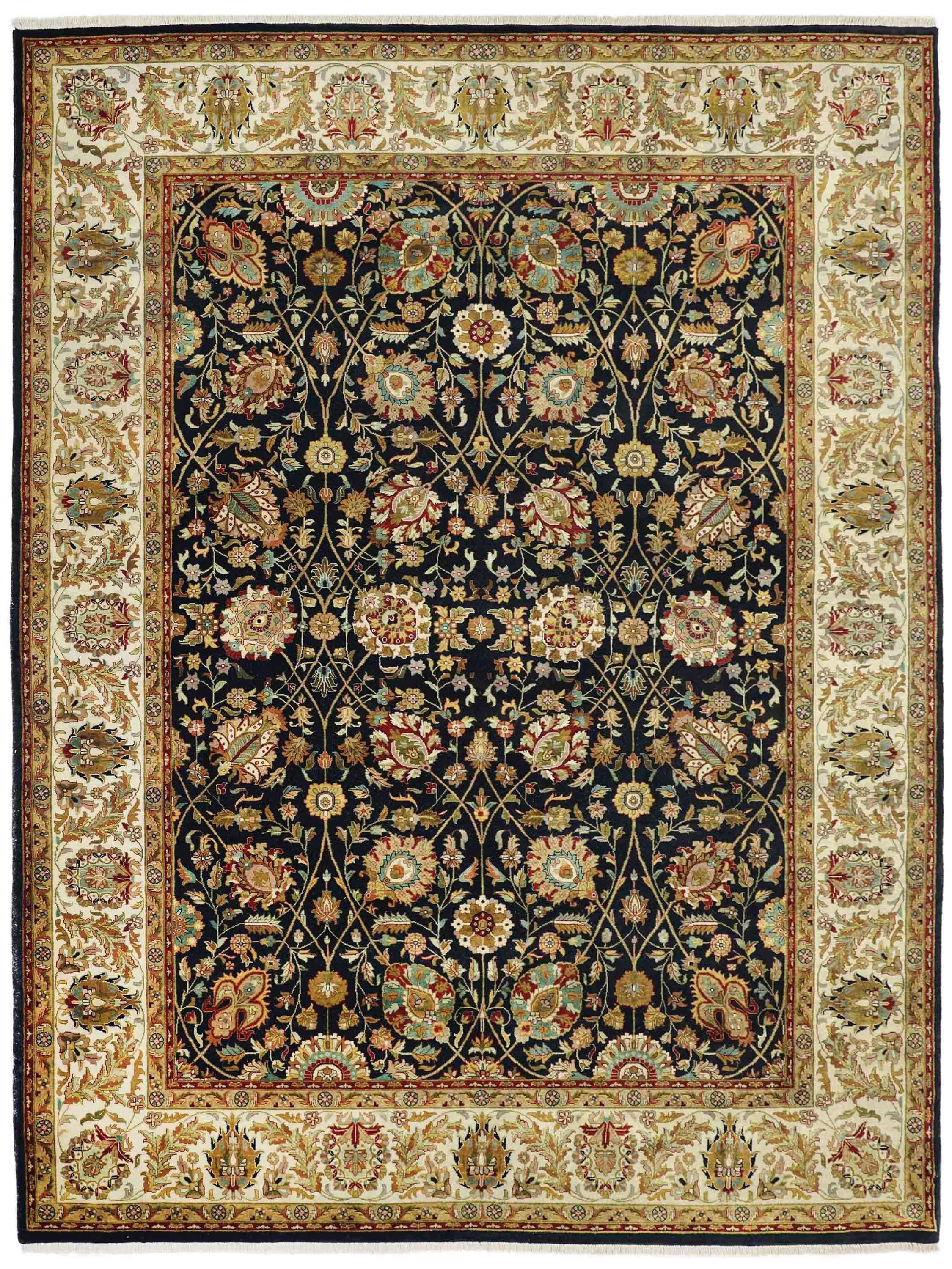 NOCTURNE | FT 8' X 10' | FT 9' X 12' | TRADITIONAL RUGS | IVORY/BLACK COLOR - Luxurify