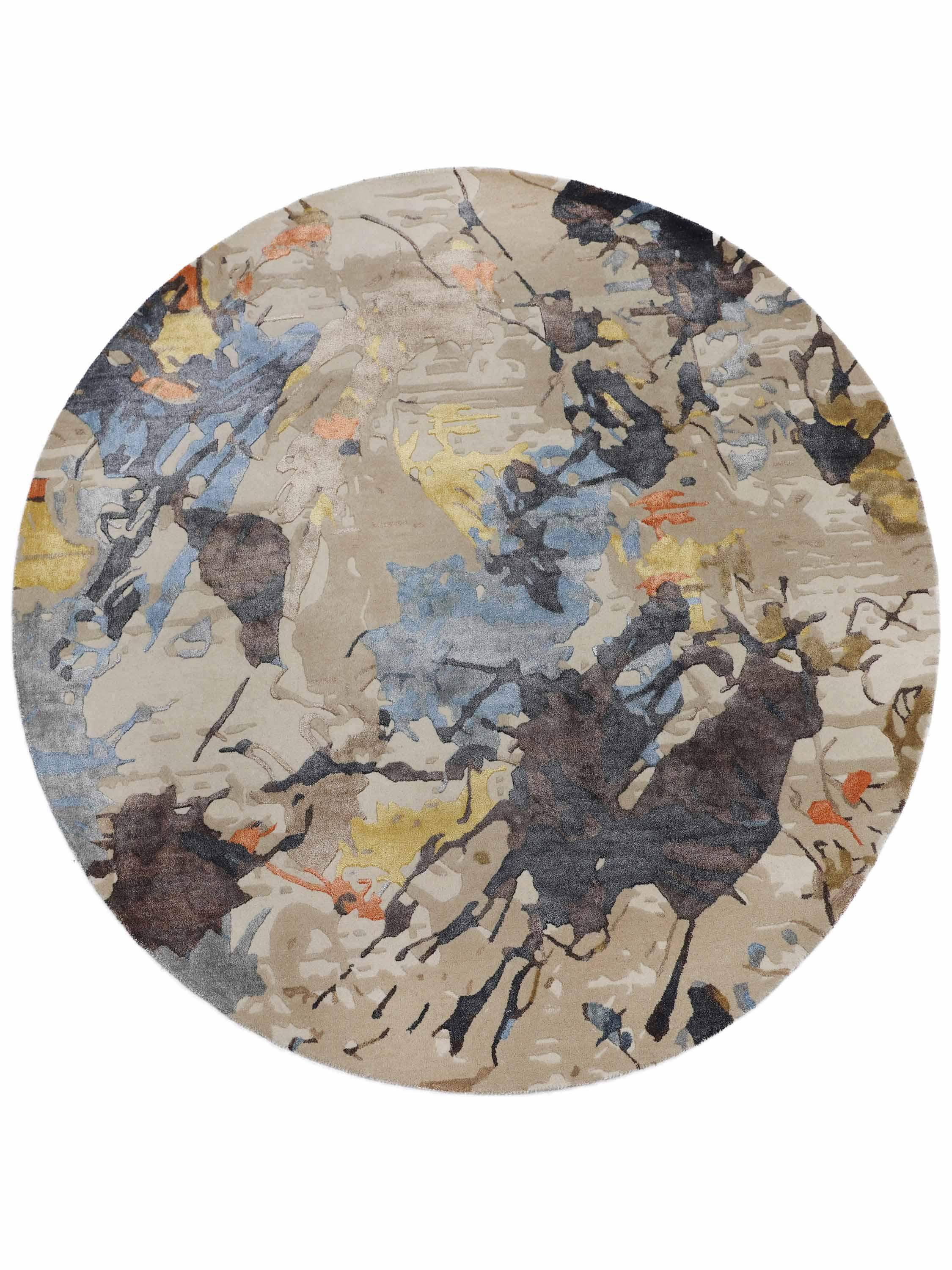 VORTESSA | 6'0 FT ROUND | MODERN RUGS | BEIGE-BROWN COLOR - Luxurify