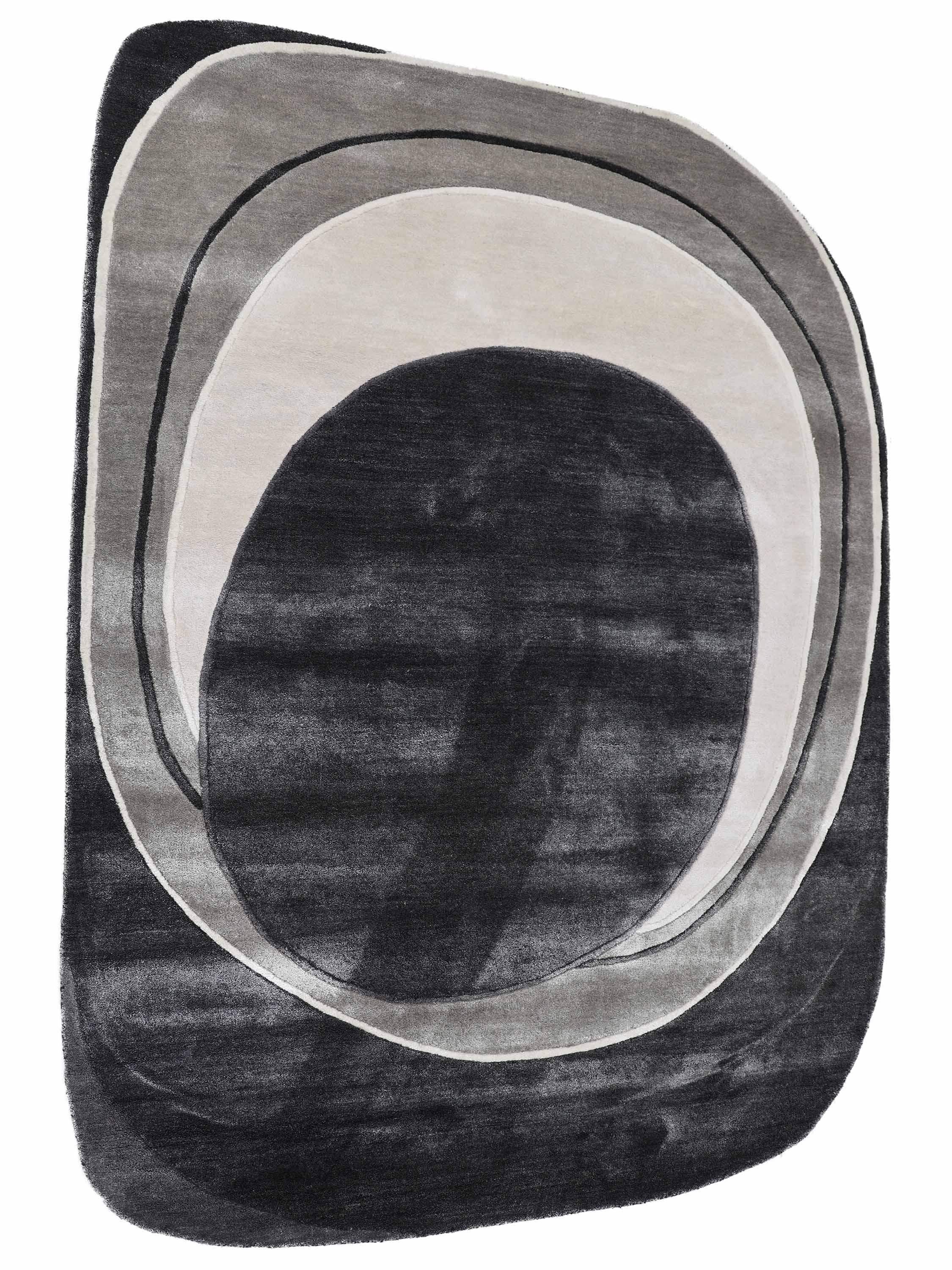 MONOCHROME ORBIT | FT 4' X 6' | MODERN RUGS | BLACK COLOR - Luxurify