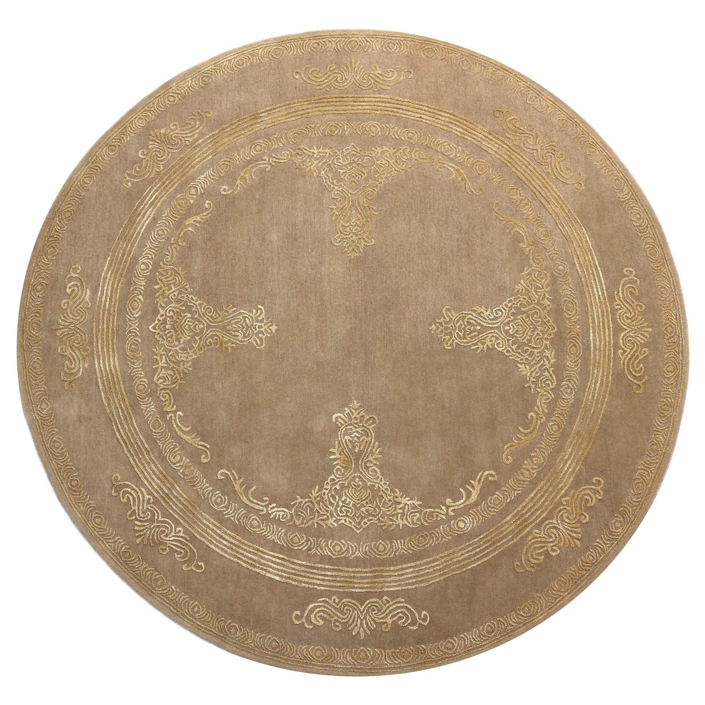 GOLDEN AUREOLE | FT 8' X 8' | TRADITIONAL RUGS | BEIGE COLOR - Luxurify