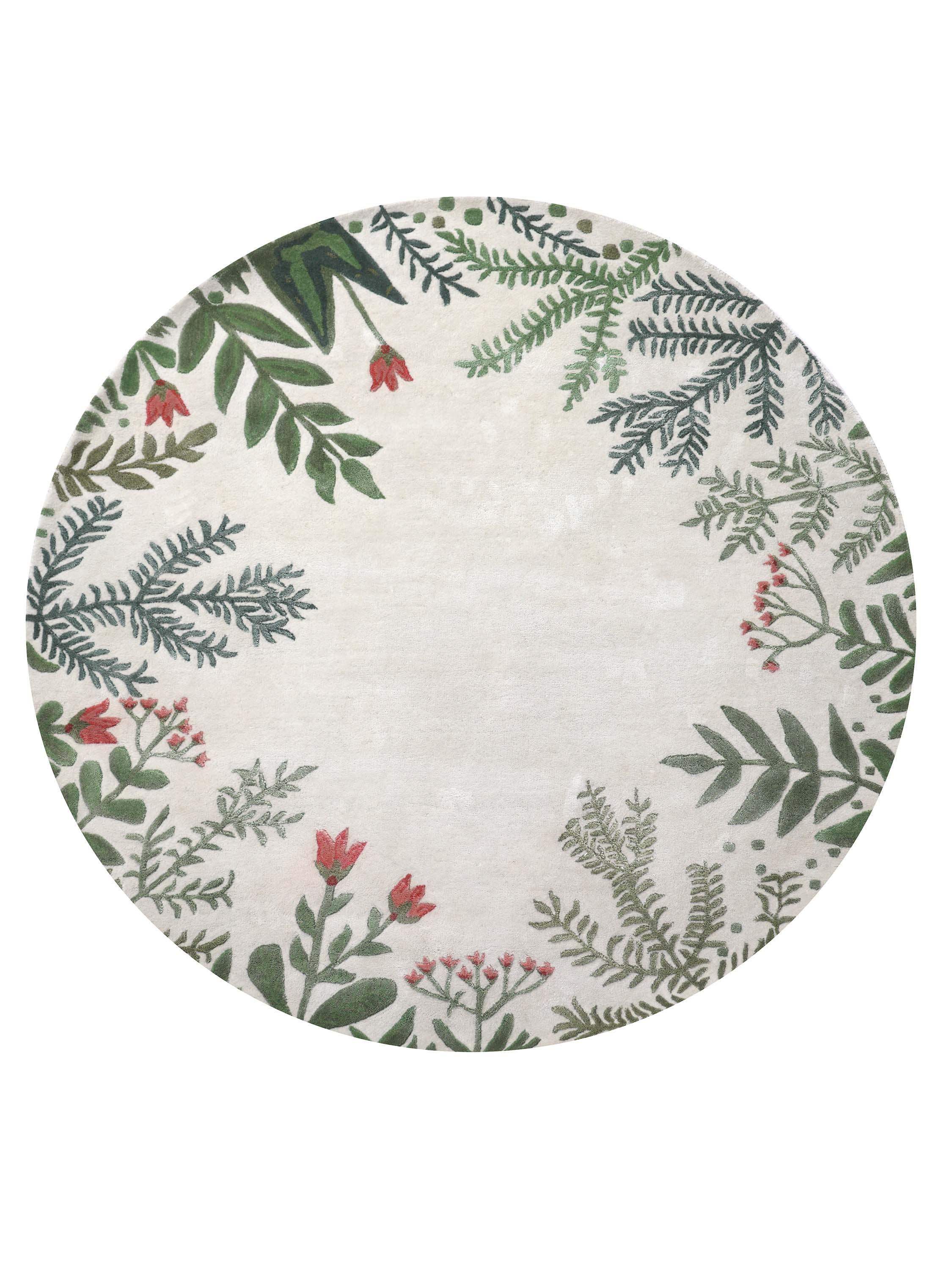 FLOREA | FT 5' X 5' | MODERN RUGS | WHITE/GREEN COLOR - Luxurify