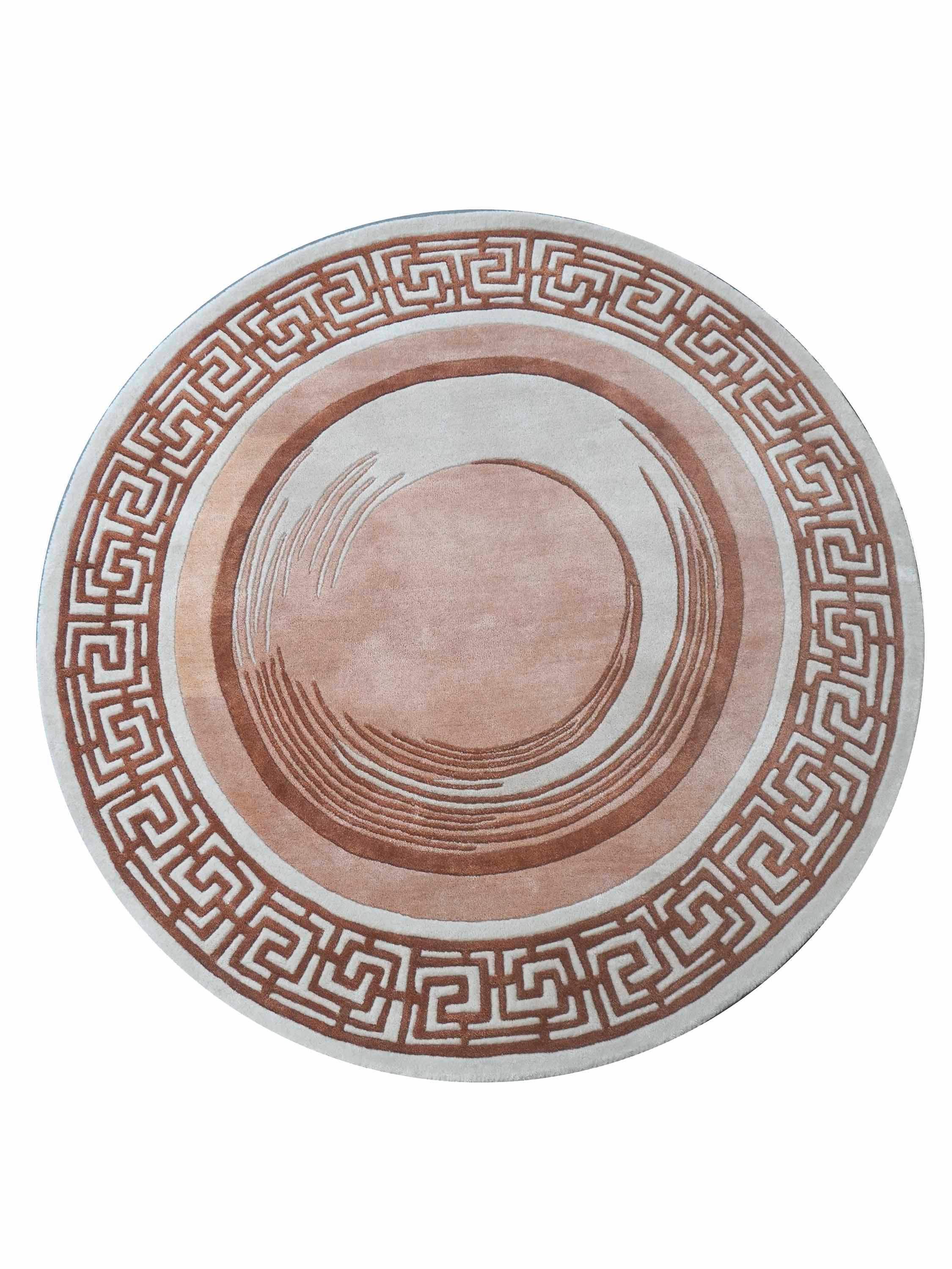 ATHENA CIRCLE | FT 5' X 5' | MODERN RUGS | WHITE/RUST COLOR - Luxurify