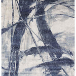 Abstract blue and beige luxury rug with modern artistic design for elegant home decor