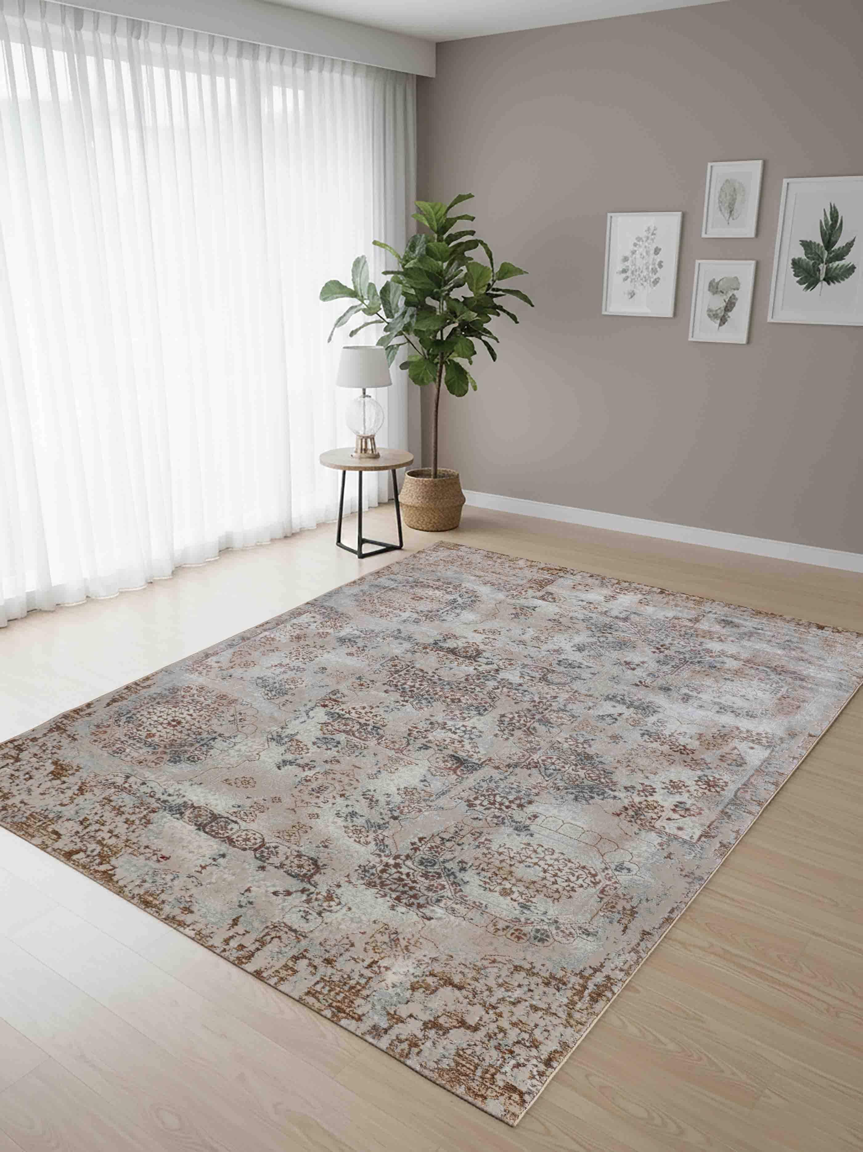 EL-026 | FT 2' X 5' | FT 3' X 5' | FT 4' X 6' | FT 5' X 7' | FT 6' X 9' | MODERN RUGS | WALNUT/RUST - Luxurify