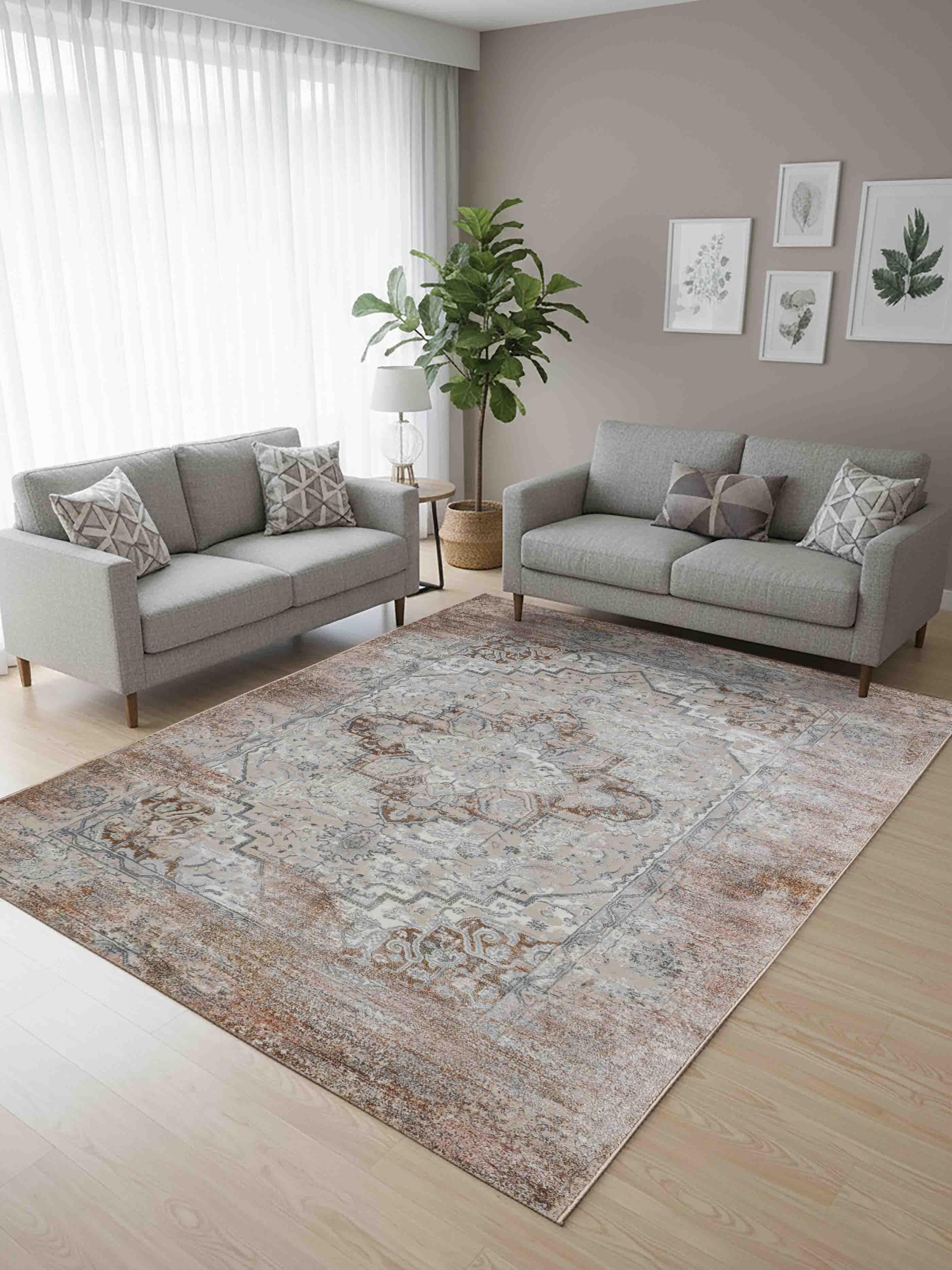 EL-032 | FT 2' X 5' | FT 3' X 5' | FT 4' X 6' | FT 5' X 7' | FT 6' X 9' | MODERN RUGS | COFFEE/WALNUT - Luxurify