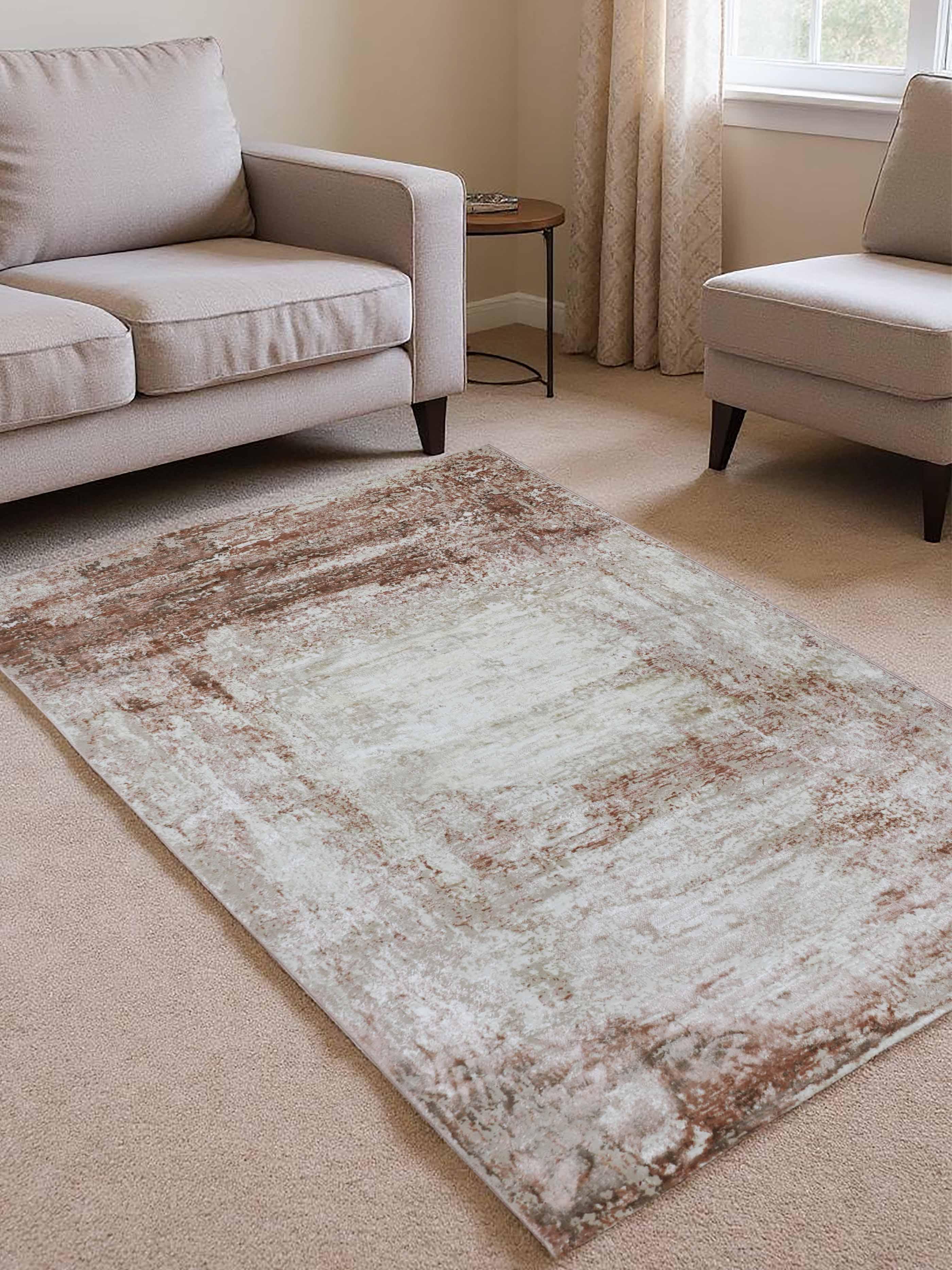 VZ-005 | FT 2' X 5' | FT 3' X 5' | FT 4' X 6' | FT 5' X 7' | FT 6' X 9' | MODERN RUGS | RUST/WALNUT - Luxurify