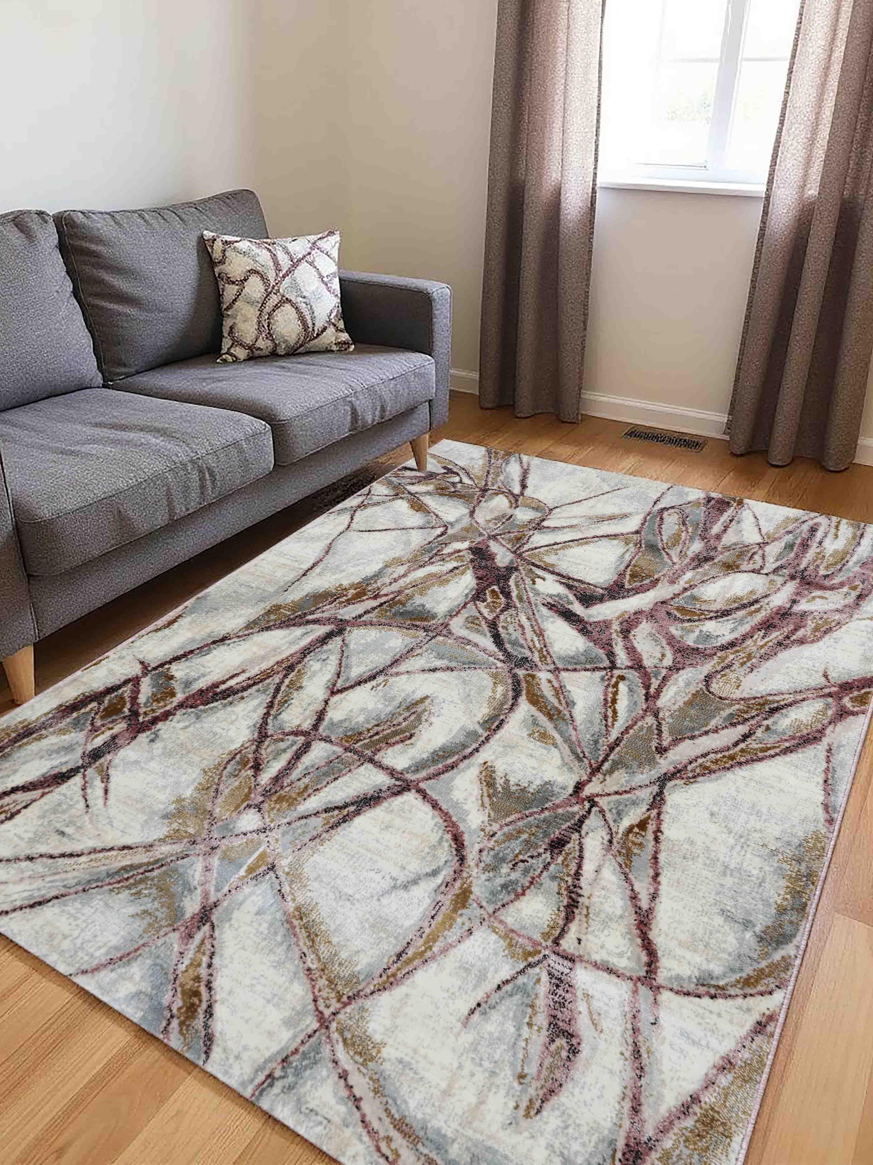 EL-007 | FT 2' X 5' | FT 3' X 5' | FT 4' X 6' | FT 5' X 7' | FT 6' X 9' | MODERN RUGS | AUBURN/RUST - Luxurify