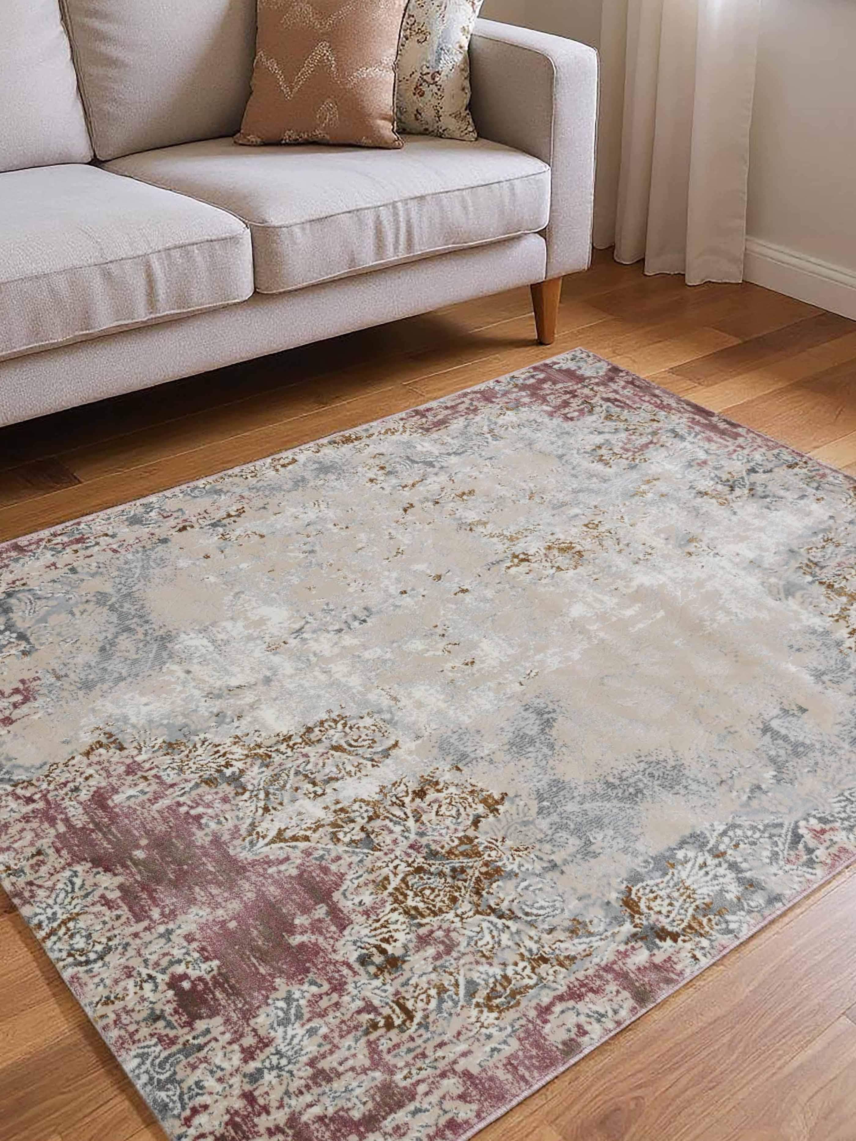 EL-015 | FT 2' X 5' | FT 3' X 5' | FT 4' X 6' | FT 5' X 7' | FT 6' X 9' | MODERN RUGS | SMOKE/RUST - Luxurify