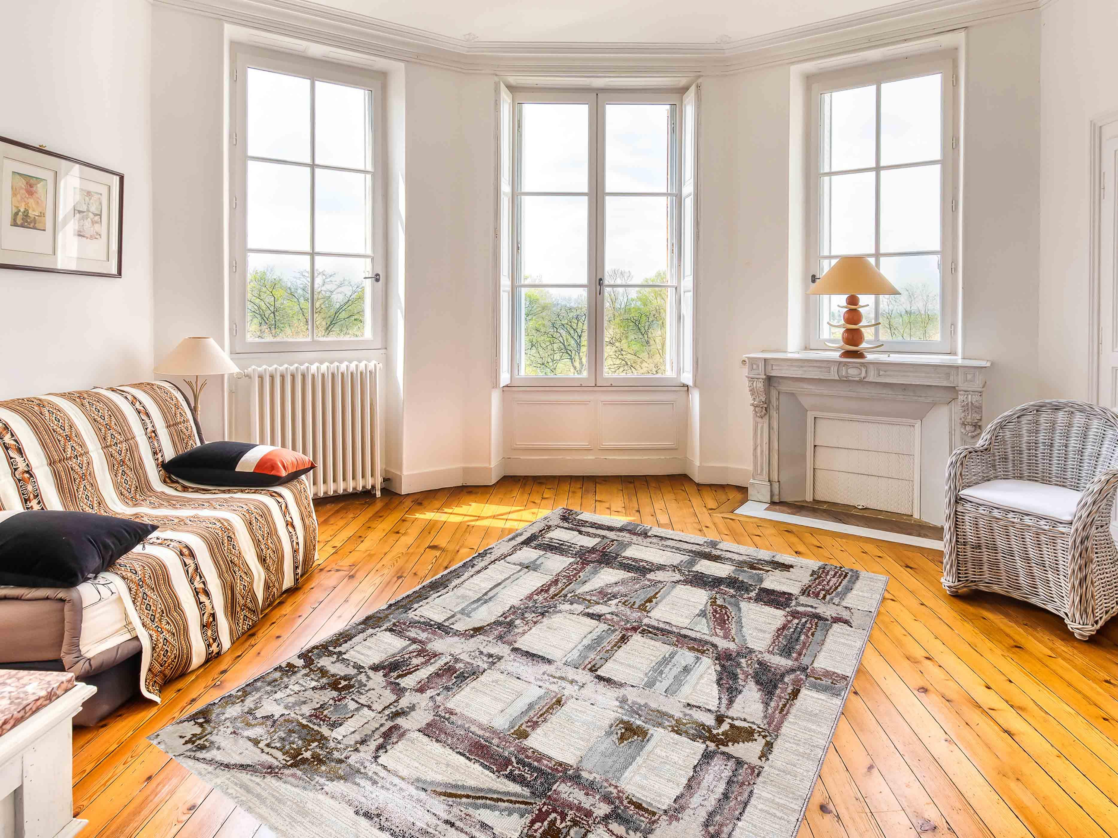 EL-002 | FT 2' X 5' | FT 3' X 5' | FT 4' X 6' | FT 5' X 7' | FT 6' X 9' | MODERN RUGS | COBALT/WALNUT - Luxurify