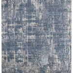 Blue and gray abstract luxury rug with distressed vintage texture for modern home decor