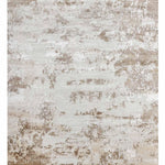 Luxury abstract rug with distressed beige and brown pattern, handcrafted for elegant home decor