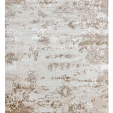 Luxury abstract rug with distressed beige and brown pattern, handcrafted for elegant home decor