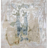 Abstract luxury rug with soft beige, blue, and green tones for elegant home decor