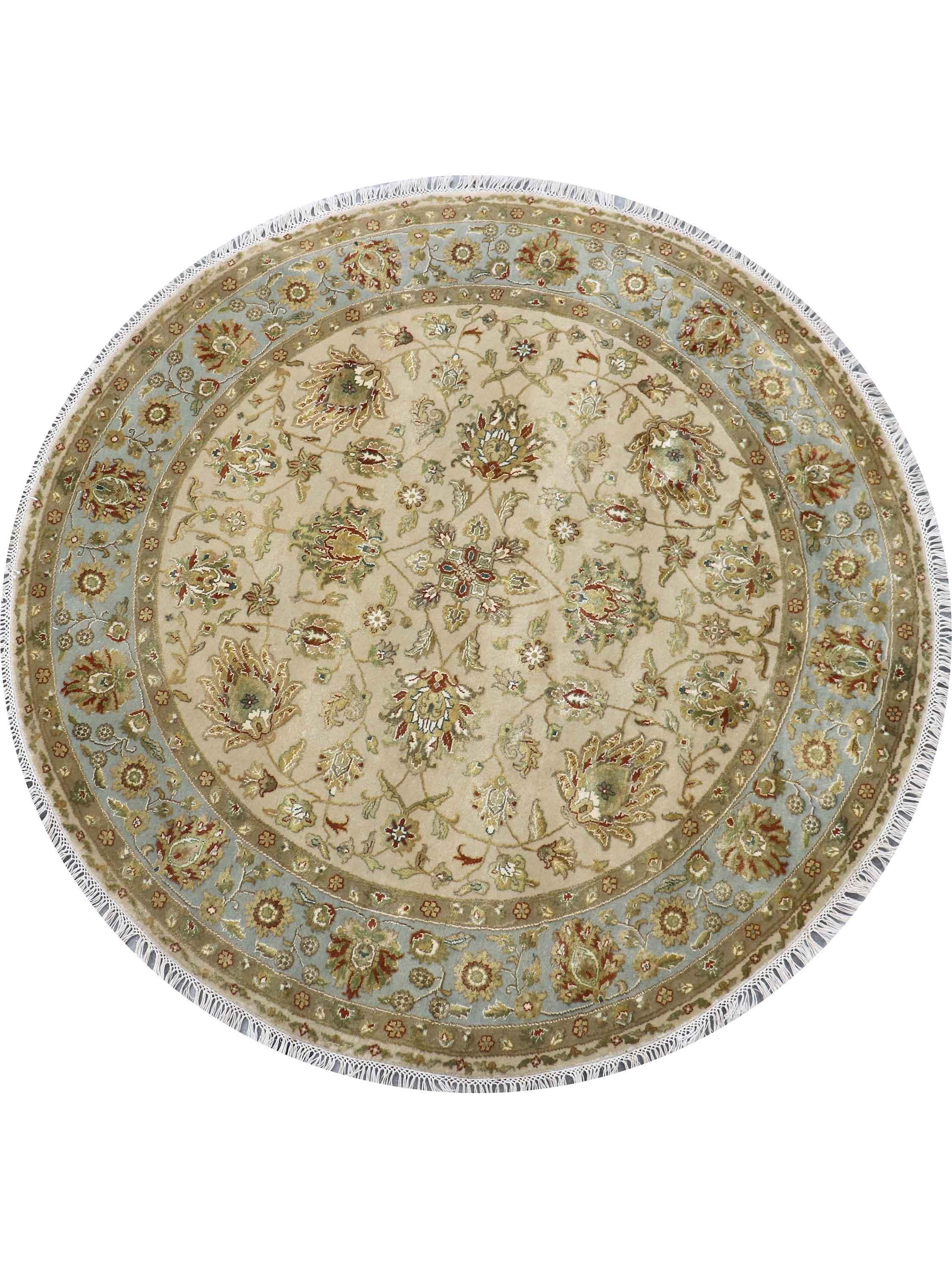 CELESTE BLOOM | FT 5'0 ROUND | TRADITIONAL RUGS | IVORY/LT BLUE COLOR - Luxurify
